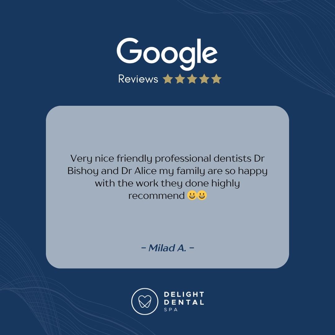 Reviews From Milad A For Delight Dental Spa In Mascot, Sydney